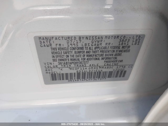 Nissan SENTRA SV 2017 3N1AB7AP6HY367377 Image 9