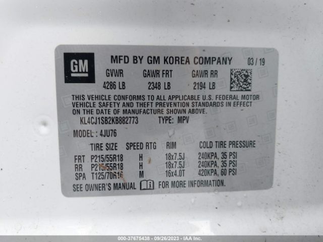 KL4CJ1SB2KB882773 Buick Encore