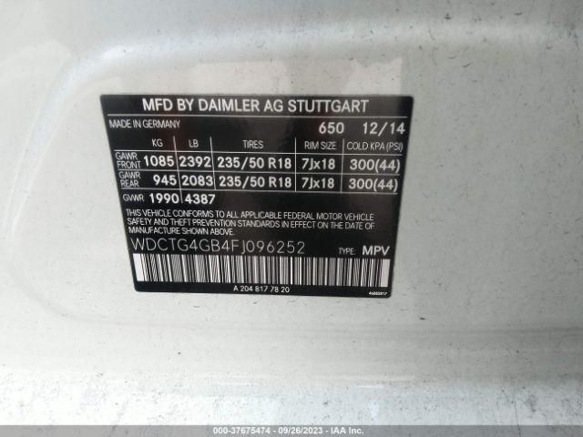 WDCTG4GB4FJ096252 Mercedes-Benz Gla-class Gla 250