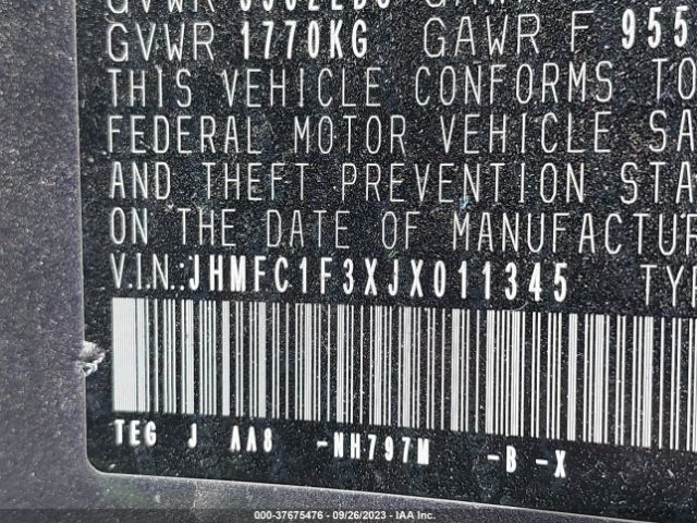 JHMFC1F3XJX011345 Honda Civic Ex-t