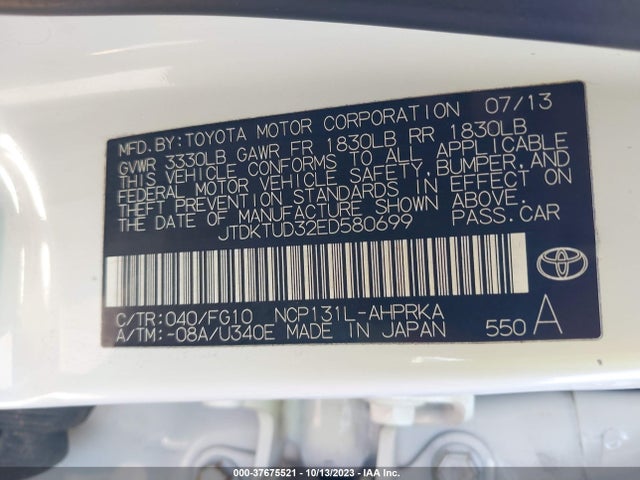 Toyota YARIS LE 2014 JTDKTUD32ED580699 Image 9