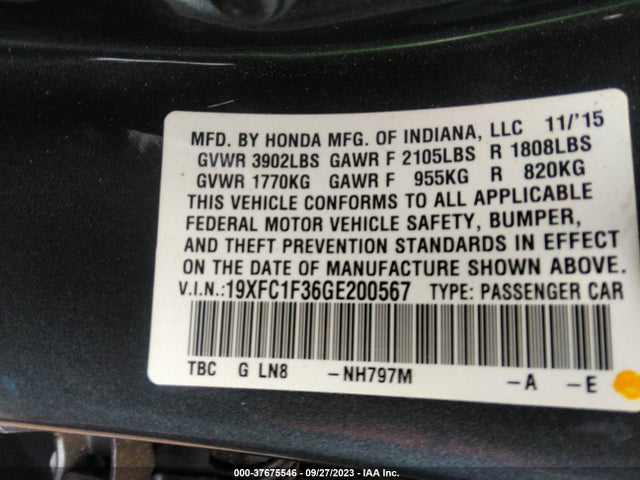Honda Civic Ex-t 2016 19XFC1F36GE200567 Image 9