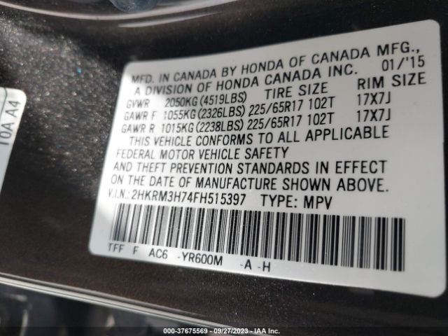 2HKRM3H74FH515397 Honda Cr-v Ex-l