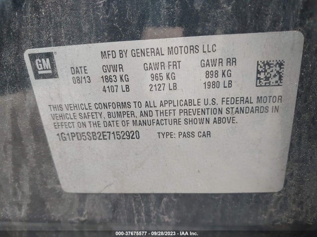 Chevrolet Cruze 1lt 2014 1G1PD5SB2E7152920 Image 9