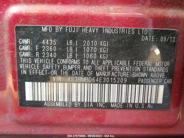 4S3BMBD64E3015209 Subaru Legacy 2.5i Premium