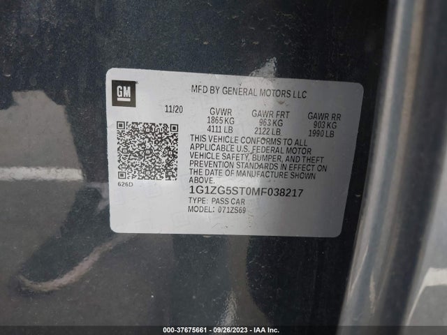 Chevrolet MALIBU RS 2021 1G1ZG5ST0MF038217 Image 9