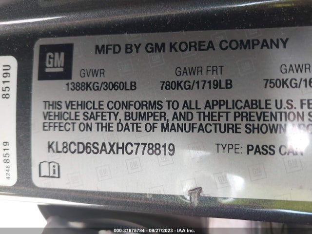 Chevrolet Spark 1lt Cvt 2017 KL8CD6SAXHC778819 Image 9