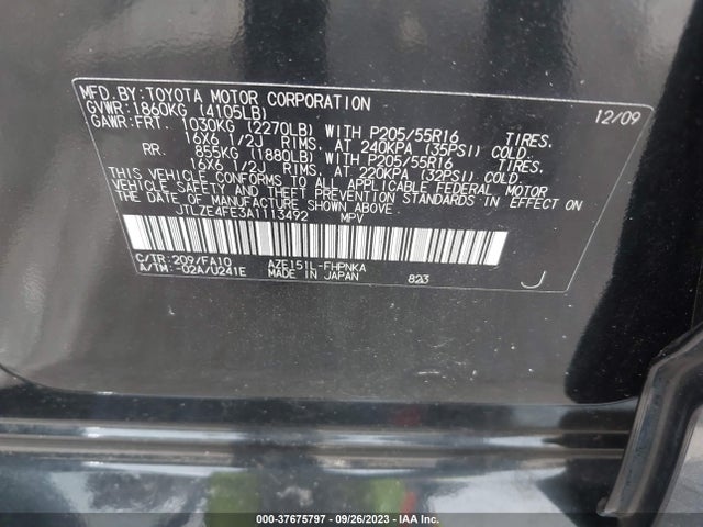 2010 SCION XB VIN: JTLZE4FE3A1113492