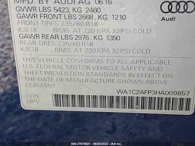WA1C2AFP3HA009857 Audi Q5 PREMIUM