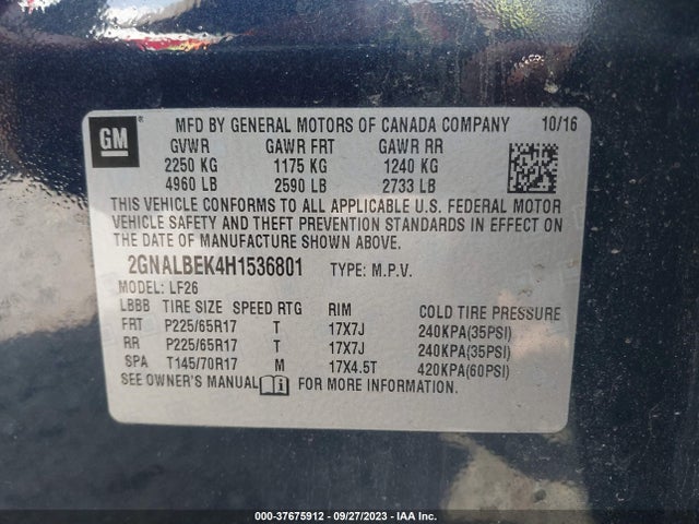 Chevrolet EQUINOX LS 2017 2GNALBEK4H1536801 Image 9