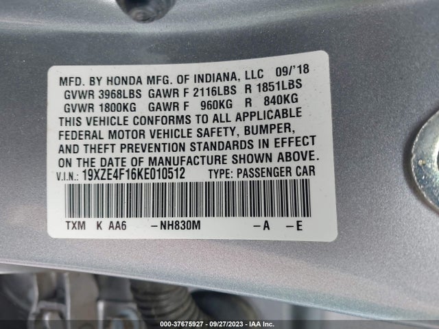 Honda Insight Lx 2019 19XZE4F16KE010512 Image 9