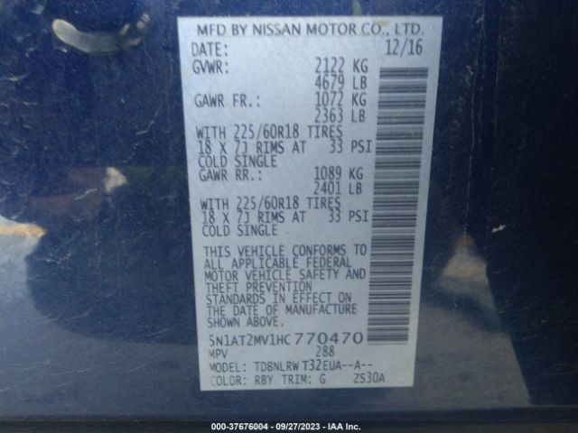 2017 NISSAN ROGUE 5N1AT2MV1HC770470 Photo 8