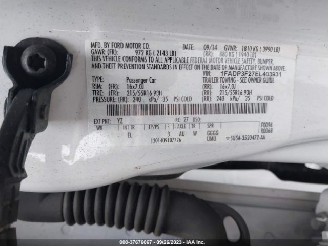 1FADP3F27EL403931 Ford FOCUS SE