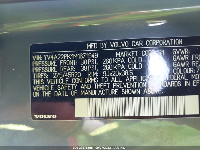 YV4A22PK1M1671949 Volvo Xc90 T6 Momentum 7 Passenger