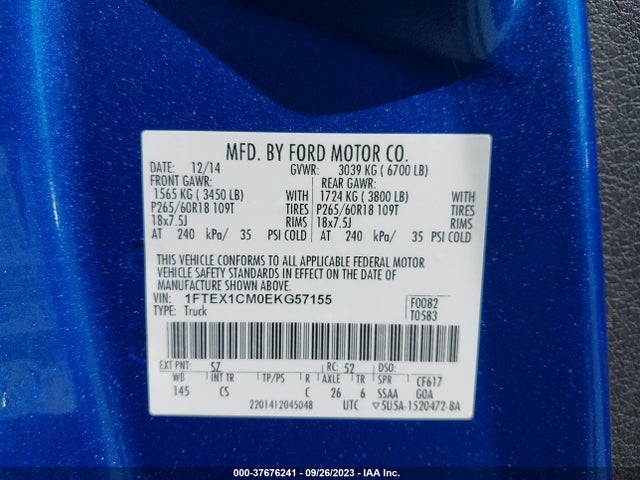 Ford F-150 Stx 2014 1FTEX1CM0EKG57155 Image 9
