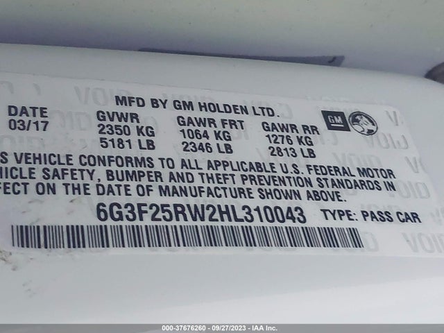 Chevrolet SS 2017 6G3F25RW2HL310043 Image 9