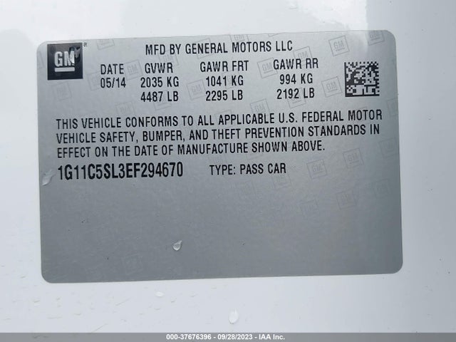Chevrolet MALIBU LT 2014 1G11C5SL3EF294670 Image 9
