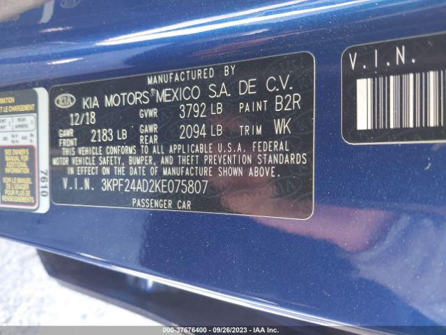 3KPF24AD2KE075807 KIA Forte Lxs