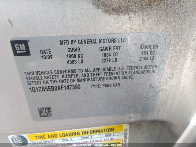 2010 CHEVROLET MALIBU LS W/1LS VIN: 1G1ZB5EB0AF147399