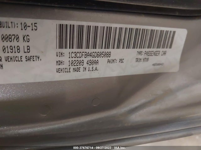 Dodge DART SXT 2016 1C3CDFBA4GD605088 Image 9