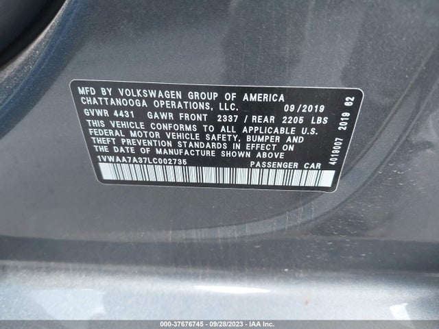 1VWAA7A37LC002735 Volkswagen Passat 2.0t S