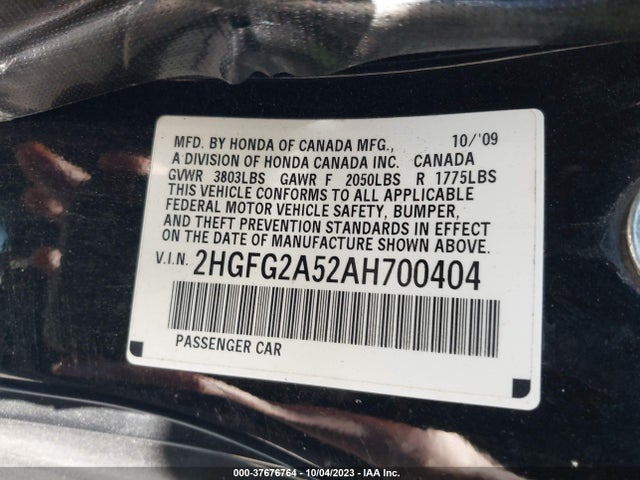 2010 HONDA CIVIC 2HGFG2A52AH700404 Photo 8