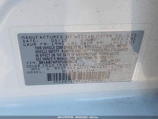 3N1AB7APXFL659429 Nissan Sentra Sr/sl/s/sv/fe+ S