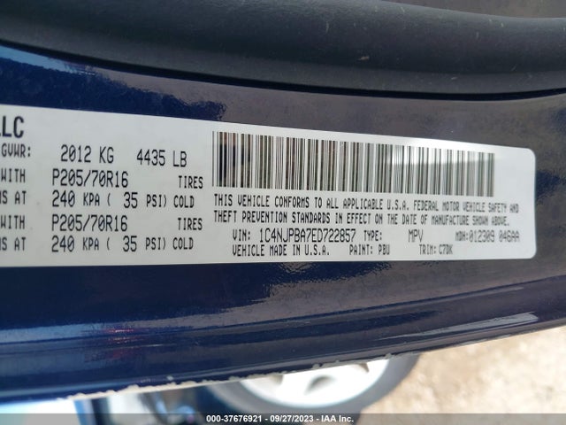 1C4NJPBA7ED722857 Jeep Patriot Sport