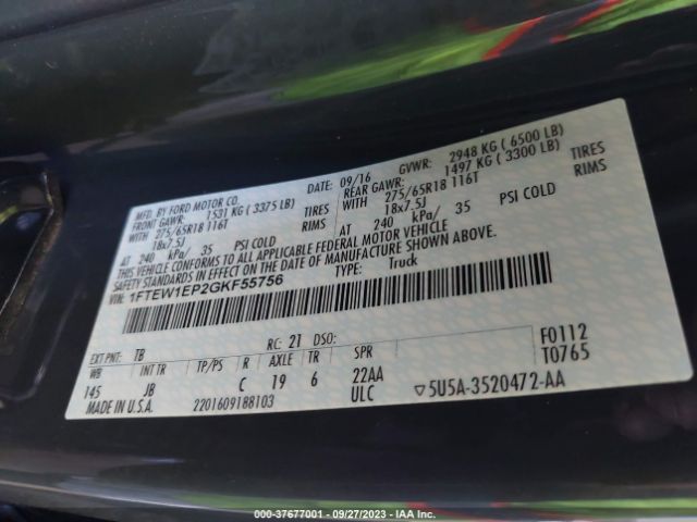 1FTEW1EP2GKF55756 Ford F-150 Xlt/xl/lariat