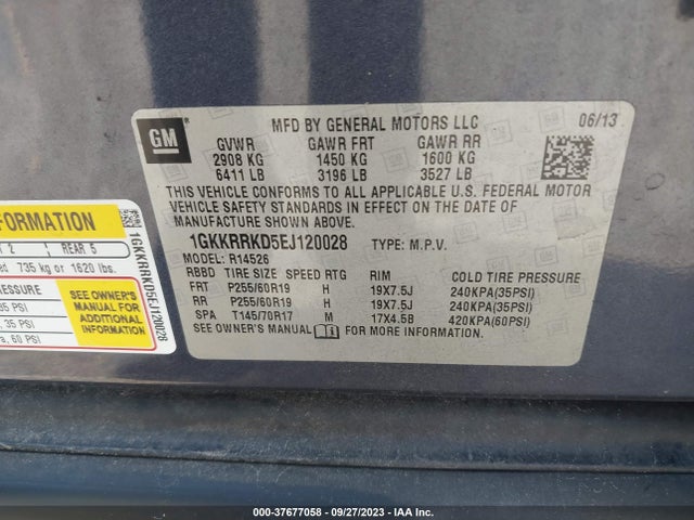 GMC ACADIA SLT 2014 1GKKRRKD5EJ120028 Image 9