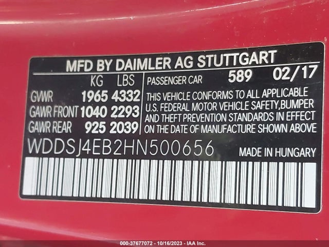 Mercedes-Benz CLA 250 2017 WDDSJ4EB2HN500656 Image 9