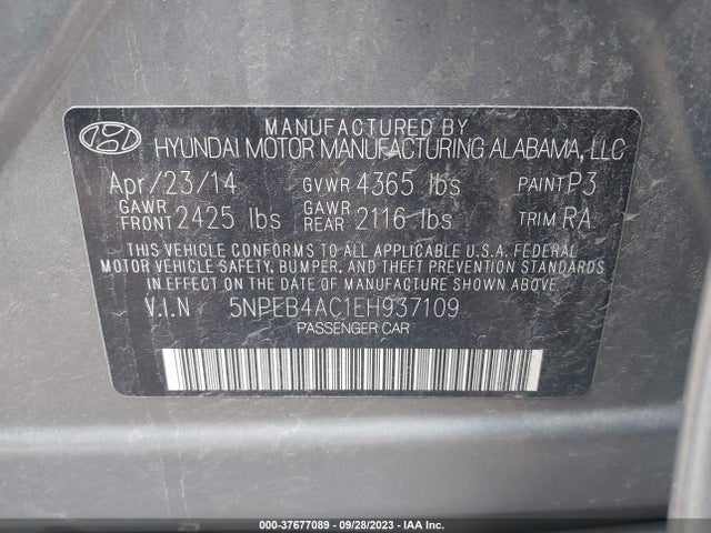 Hyundai SONATA GLS 2014 5NPEB4AC1EH937109 Image 9