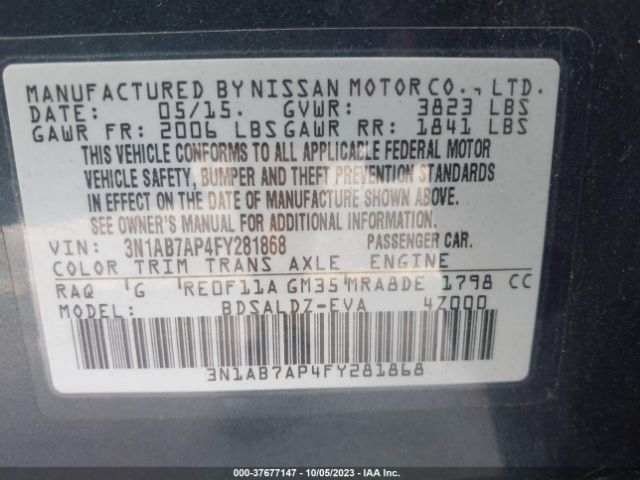 3N1AB7AP4FY281868 Nissan Sentra Sr/sl/s/sv/fe+ S