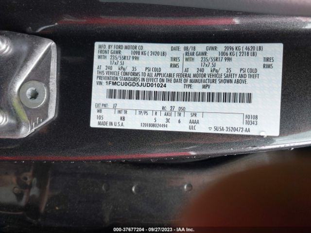 1FMCU0GD5JUD01024 Ford ESCAPE SE