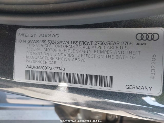 WAUFGAFC0FN027740 Audi A6 3.0t Premium Plus