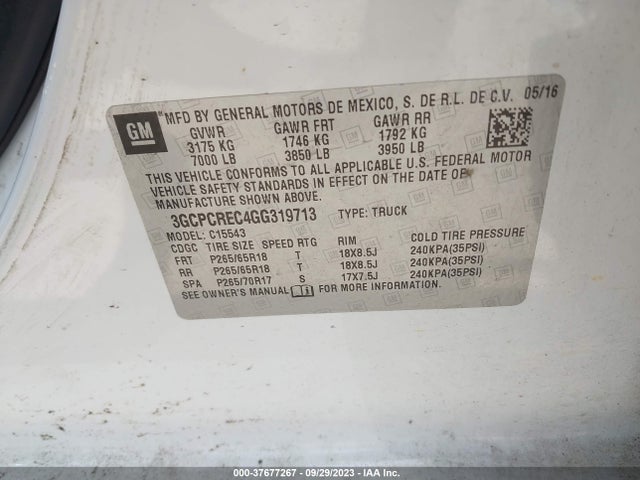 Chevrolet Silverado 1500 Lt 2016 3GCPCREC4GG319713 Image 9