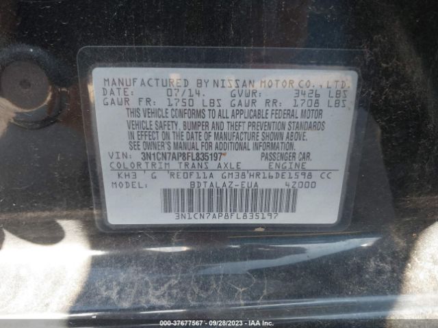 3N1CN7AP8FL835197 Nissan Versa S Plus
