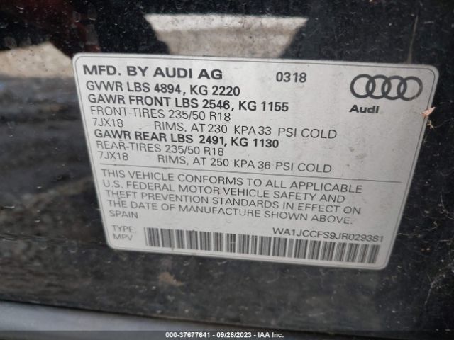 2018 AUDI Q3 WA1JCCFS9JR029381 Photo 8