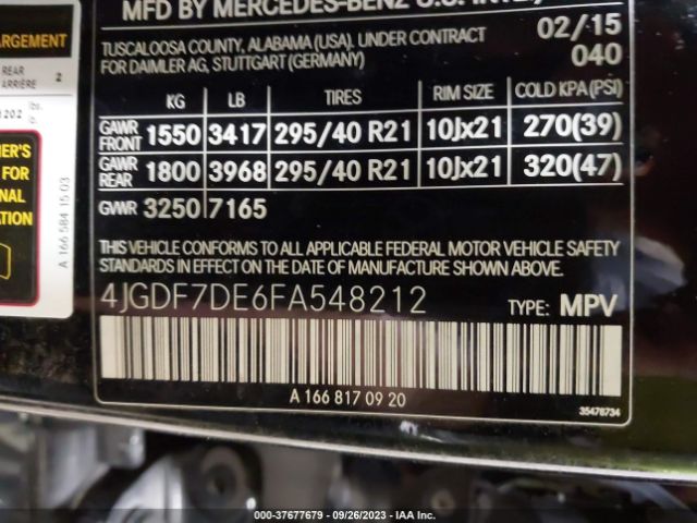 4JGDF7DE6FA548212 Mercedes-Benz Gl-class Gl 550