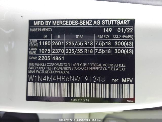 W1N4M4HB6NW191343 Mercedes-Benz Glb Glb 250