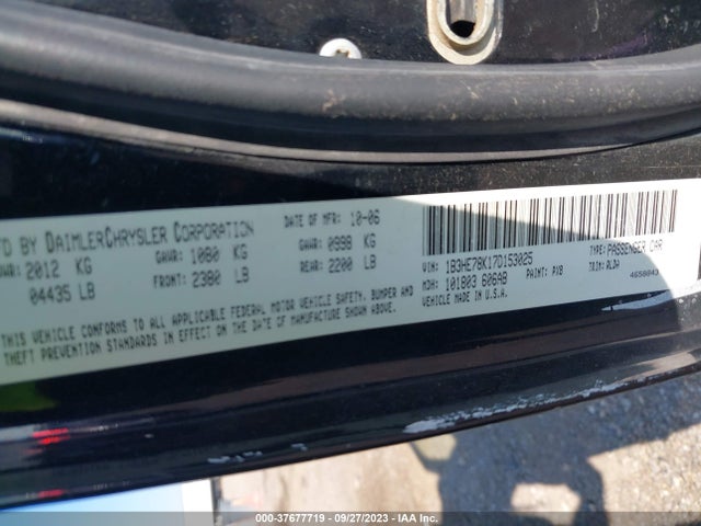 2007 DODGE CALIBER R/T VIN: 1B3HE78K17D153025