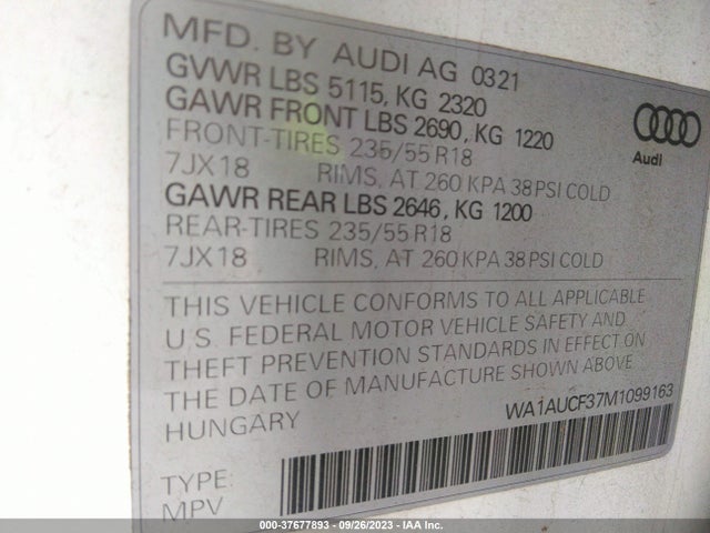 WA1AUCF37M1099163 Audi Q3 PREMIUM