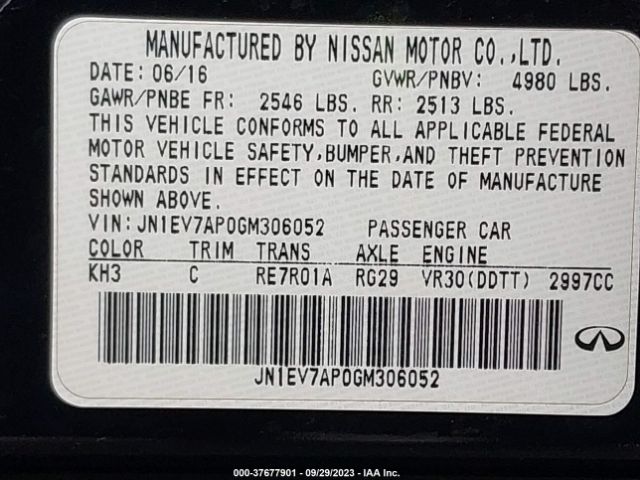 JN1EV7AP0GM306052 Infiniti Q50 3.0t Premium