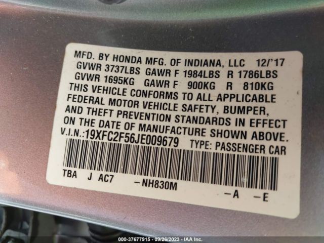 19XFC2F56JE009679 Honda Civic Sedan Lx