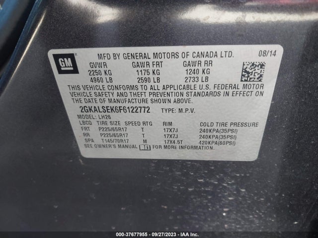 GMC Terrain Slt-1 2015 2GKALSEK6F6122772 Image 9