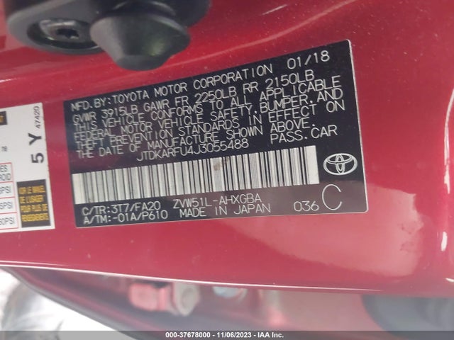 Toyota Prius Two/two Eco/three 2018 JTDKARFU4J3055488 Image 9