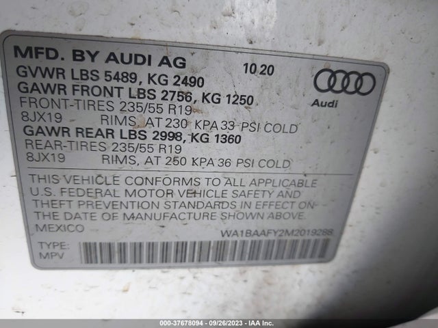 WA1BAAFY2M2019288 Audi Q5 Premium Plus