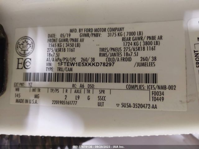 1FTEW1E5XKKD78297 Ford F-150 Xlt