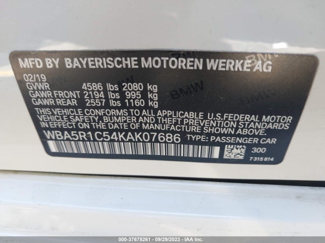 BMW 3 Series 330i 2019 аукцион фото