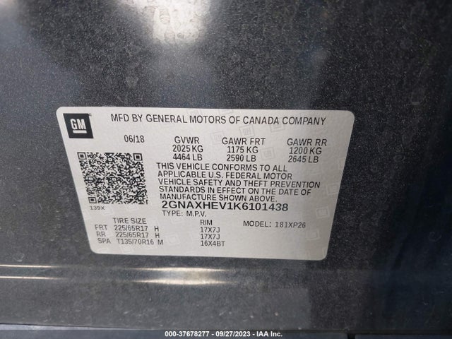 Chevrolet EQUINOX LS 2019 2GNAXHEV1K6101438 Image 9